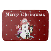 Snowman en Penguin met Kerstmis Badmat (Voorkant)