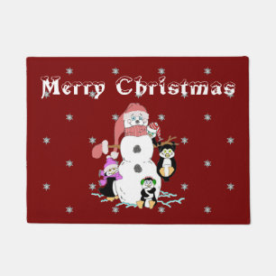 Snowman en Penguin met Kerstmis Deurmat