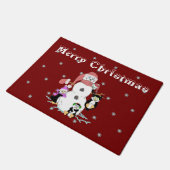 Snowman en Penguin met Kerstmis Deurmat (Schuin)