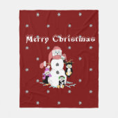 Snowman en Penguin met Kerstmis Fleece Deken (Voorkant)