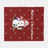 Snowman en Penguin met Kerstmis Fleece Deken (Voorkant (Horizontaal))