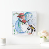 SNOWMAN EN PENGUIN WINTER SERENADE Musical Vierkante Klok (Huis)
