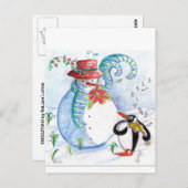 SNOWMAN EN PENGUIN WINTERSERENADE BRIEFKAART (Voorkant / Achterkant)