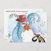SNOWMAN EN PENGUIN WINTERSERENADE BRIEFKAART (Voorkant / Achterkant)