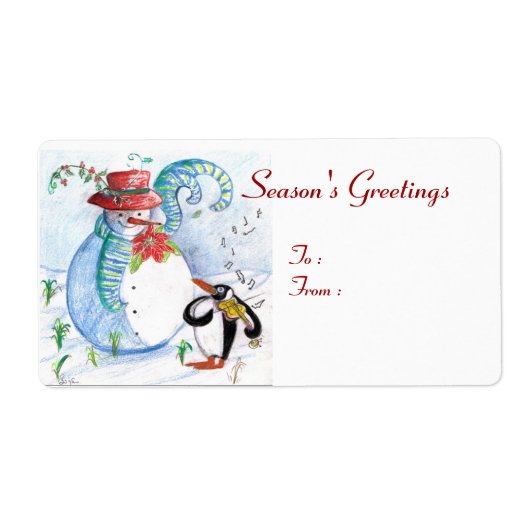 SNOWMAN EN PENGUIN WINTERSERENADE ETIKET (Voorkant)