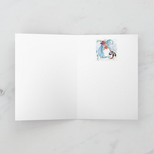 SNOWMAN EN PENGUIN WINTERSERENADE FEESTDAGEN KAART (Binnen)