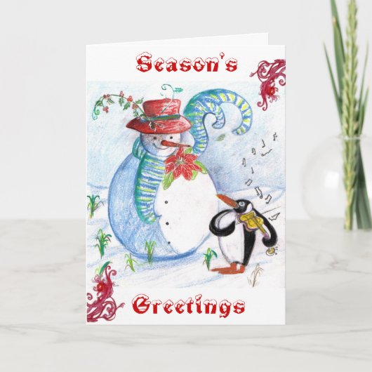 SNOWMAN EN PENGUIN WINTERSERENADE FEESTDAGEN KAART (Voorkant)