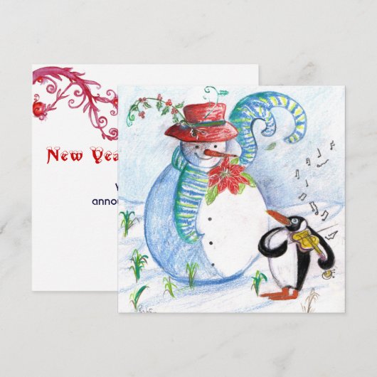 SNOWMAN EN PENGUIN WINTERSERENADE FEESTDAGENKAART (Voorkant / Achterkant)