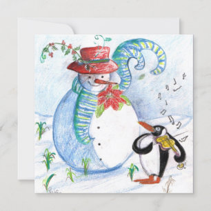 SNOWMAN EN PENGUIN WINTERSERENADE FEESTDAGENKAART