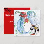 SNOWMAN EN PENGUIN WINTERSERENADE FEESTDAGENKAART (Voorkant / Achterkant)