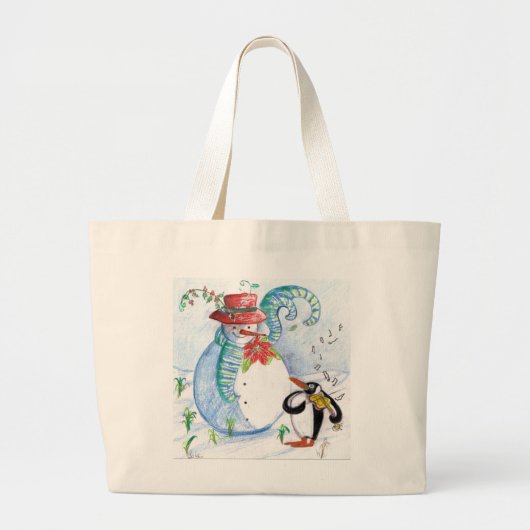 SNOWMAN EN PENGUIN WINTERSERENADE GROTE TOTE BAG (Voorkant)