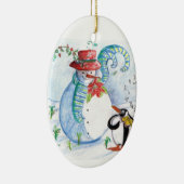 SNOWMAN EN PENGUIN WINTERSERENADE KERAMISCH ORNAMENT (Rechts)