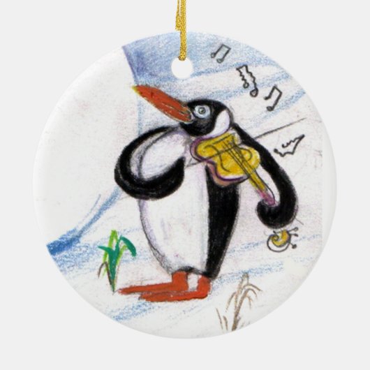 SNOWMAN EN PENGUIN WINTERSERENADE KERAMISCH ORNAMENT (Achterkant)