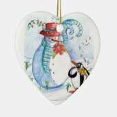 SNOWMAN EN PENGUIN WINTERSERENADE KERAMISCH ORNAMENT (Rechts)