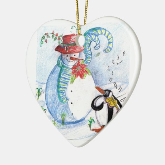 SNOWMAN EN PENGUIN WINTERSERENADE KERAMISCH ORNAMENT (Links)
