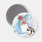 SNOWMAN EN PENGUIN WINTERSERENADE MAGNEET (Voorkant / Achterkant)