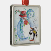 SNOWMAN EN PENGUIN WINTERSERENADE METALEN ORNAMENT (Rechts)