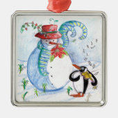 SNOWMAN EN PENGUIN WINTERSERENADE METALEN ORNAMENT (Voorkant)