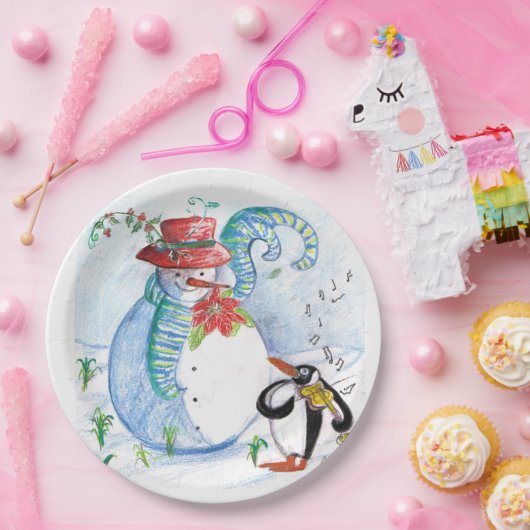 SNOWMAN EN PENGUIN WINTERSERENADE PAPIEREN BORDJE (Feest)