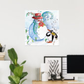 SNOWMAN EN PENGUIN WINTERSERENADE POSTER (Thuiskantoor)