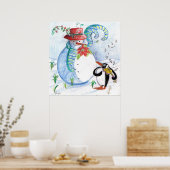 SNOWMAN EN PENGUIN WINTERSERENADE POSTER (Keuken)