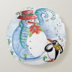 SNOWMAN EN PENGUIN WINTERSERENADE ROND KUSSEN