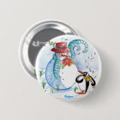 SNOWMAN EN PENGUIN WINTERSERENADE RONDE BUTTON 5,7 CM (Voorkant /achterkant)