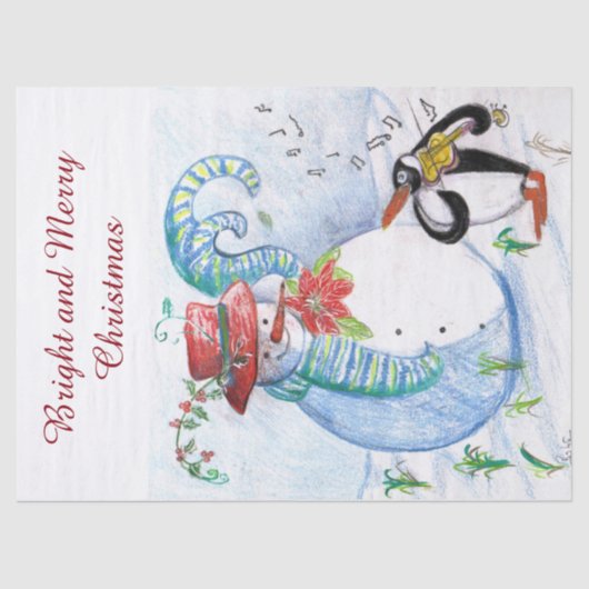 SNOWMAN EN PENGUIN WINTERSERENADE TISSUEPAPIER (Voorkant)