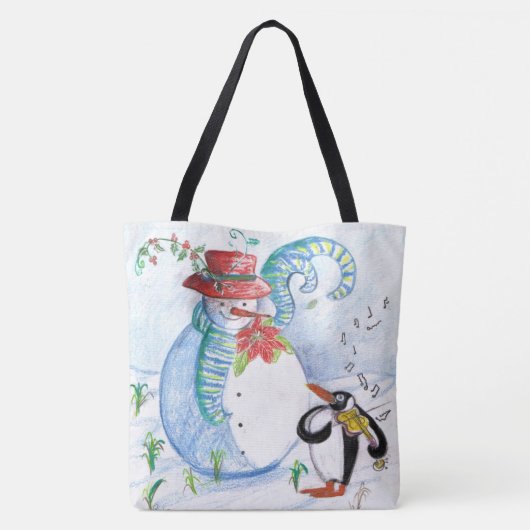 SNOWMAN EN PENGUIN WINTERSERENADE TOTE BAG (Achterkant)