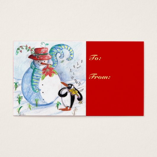 SNOWMAN EN PENGUIN WINTERSERENADE VISITEKAARTJES (Voorkant)