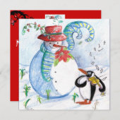 SNOWMAN EN PENGUIN'S WINTER SERENADE FEESTDAGENKAART (Voorkant / Achterkant)