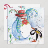 SNOWMAN EN PENGUIN'S WINTER SERENADE FEESTDAGENKAART (Voorkant / Achterkant)