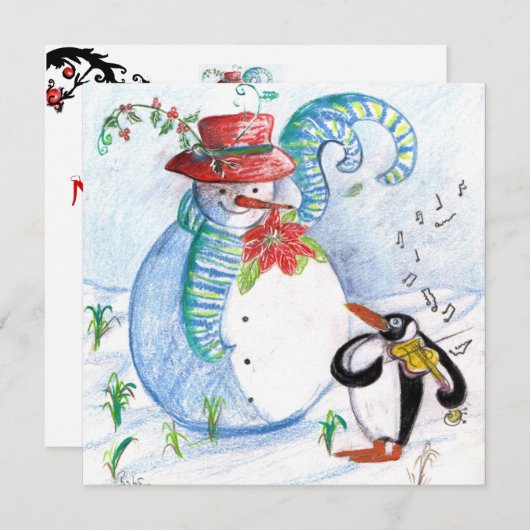 SNOWMAN EN PENGUIN'S WINTERSERENADE FEESTDAGENKAART (Voorkant / Achterkant)
