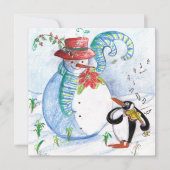 SNOWMAN EN PENGUIN'S WINTERSERENADE FEESTDAGENKAART (Voorkant)
