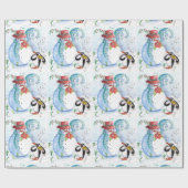 SNOWMAN EN PENGUIN'S WINTERSERENADE-Kerstmis SNELL Cadeaupapier (Vlak)