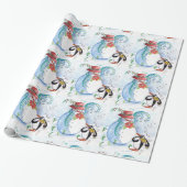 SNOWMAN EN PENGUIN'S WINTERSERENADE-Kerstmis SNELL Cadeaupapier (Uitgerold)