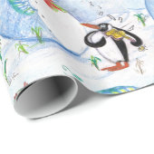 SNOWMAN EN PENGUIN'S WINTERSERENADE-Kerstmis SNELL Cadeaupapier (Rol Hoek)