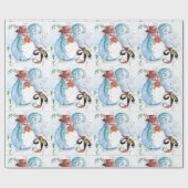 SNOWMAN EN PENGUIN'S WINTERSERENADE-Kerstmis SNELL Cadeaupapier (Vlak)