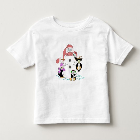 Snowman en Pinguïns Kerstmis Kinder Shirts (Voorkant)