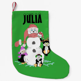 Snowman en Pinguïns Kerstmis Kleine Kerstsok