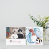 SNOWMAN EN PINGUÏN'S WINTERSERENADE FEESTDAGENKAART (Staand voorkant)