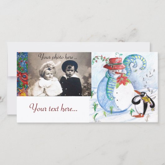 SNOWMAN EN PINGUÏN'S WINTERSERENADE FEESTDAGENKAART (Voorkant)