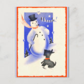  Snowman en Puppy Feestdagenkaart (Voorkant)