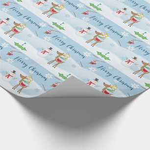 Snowman en rendier cadeaupapier