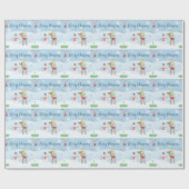 Snowman en rendier cadeaupapier (Vlak)