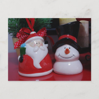 Snowman en Santa Claus Feestdagenkaart