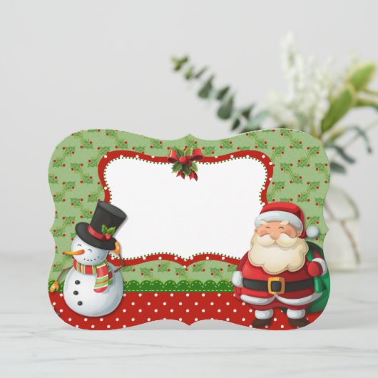 Snowman en Santa Claus Feestdagenkaart (Staand voorkant)