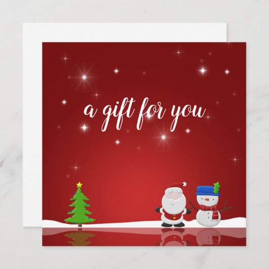 Snowman en Santa Gift-Kaart met prettige kerst (Voorkant / Achterkant)