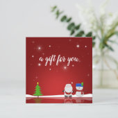 Snowman en Santa Gift-Kaart met prettige kerst (Staand voorkant)