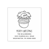 Snowman en Sars Editable Address Merry Kerstmis Rubberstempel (Afrduk)